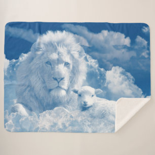 De leeuw en de lamp gevormd uit wolken sherpa deken