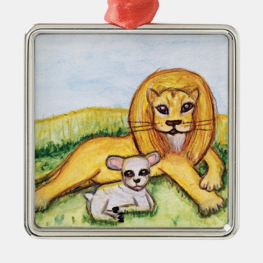De leeuw en de lamp metalen ornament (Voorkant)