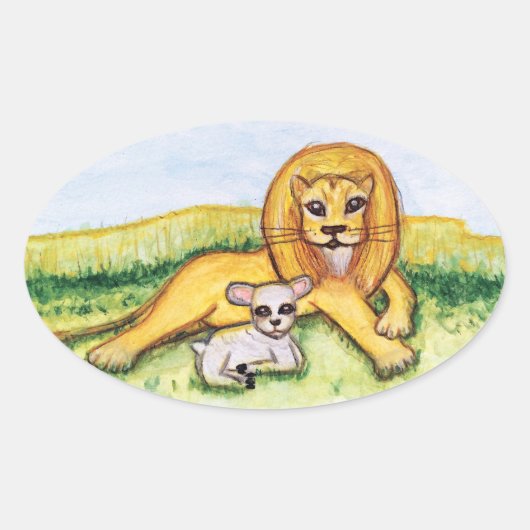 De leeuw en de lamp ovale sticker (Voorkant)