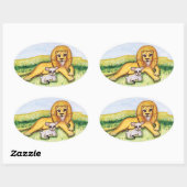 De leeuw en de lamp ovale sticker (Vel)