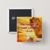 De leeuw en de lamp vierkante button 5,1 cm (Voorkant /achterkant)