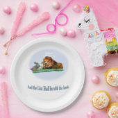 De leeuw en de lamskunst papieren bordje (Feest)