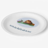 De leeuw en de lamskunst papieren bordje (Gekanteld)