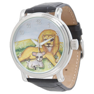 De leeuw en de lantaarn (met cijfers) horloge