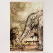 “De Leeuw en de Olifant” door Arthur Rackham Legpuzzel (Verticaal)