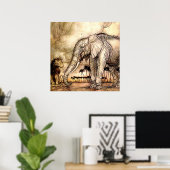 “De Leeuw en de Olifant” door Arthur Rackham Poster (Thuiskantoor)