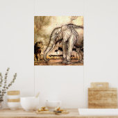 “De Leeuw en de Olifant” door Arthur Rackham Poster (Keuken)