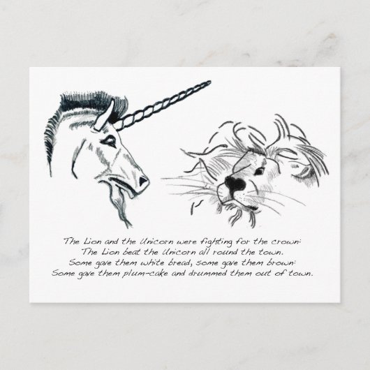 De Leeuw en de Unicorn Briefkaart (Voorkant)
