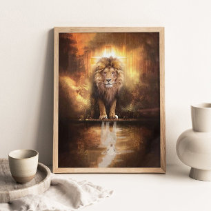 De Leeuw en het Lam, Christelijke Kunst, Religieus Poster