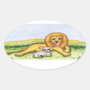 De leeuw en het Lam Ovale Sticker