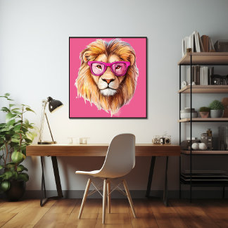 De leeuw met roze bril Poster