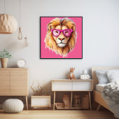 De leeuw met roze bril Poster