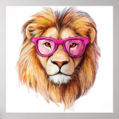 De leeuw met roze bril Poster (Voorkant)