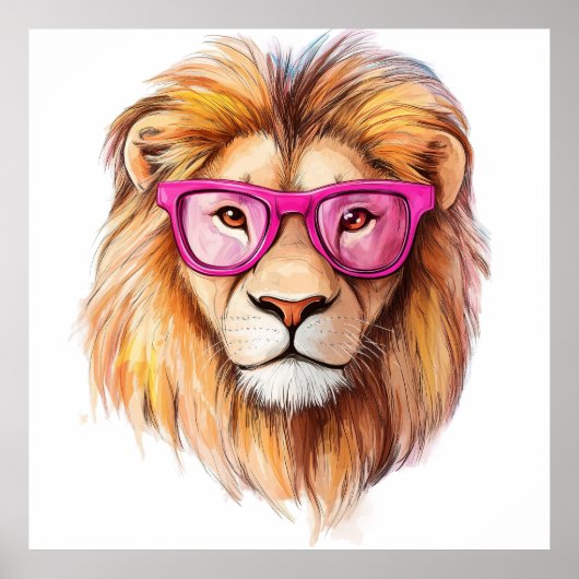 De leeuw met roze bril Poster (Voorkant)