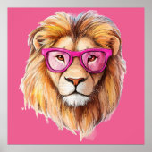 De leeuw met roze bril Poster (Voorkant)