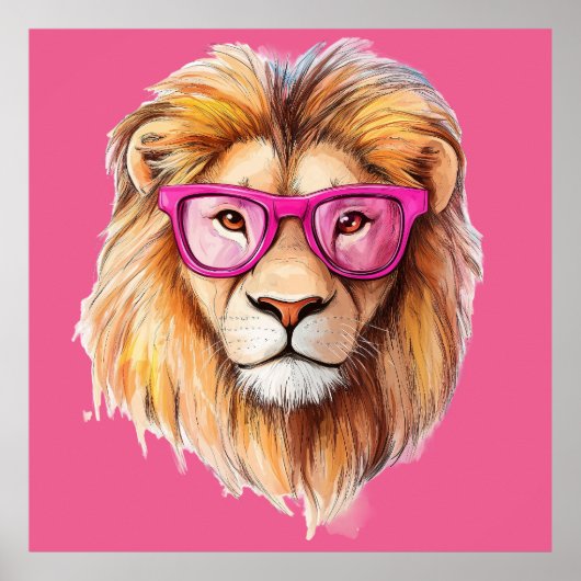 De leeuw met roze bril Poster (Voorkant)