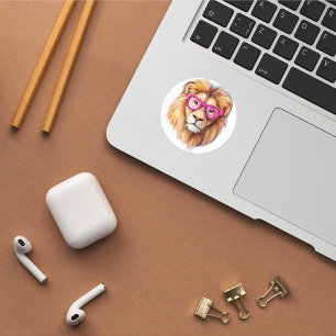 De leeuw met roze bril Sticker