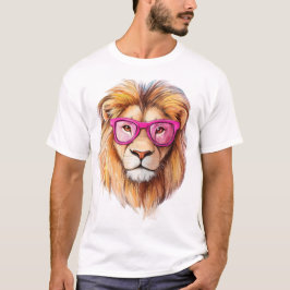 De leeuw met roze bril t-shirt