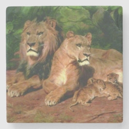 De Leeuw thuis (door Rosa Bonheur) Stenen Onderzetter