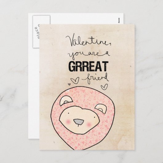 De leeuw Valentijn | u is een Vriend Grrreat Feestdagenkaart (Voorkant / Achterkant)