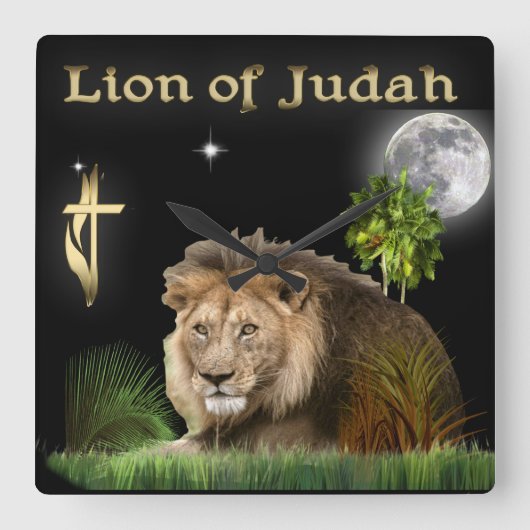 de leeuw van de Judah-klok Vierkante Klok (Voorkant)