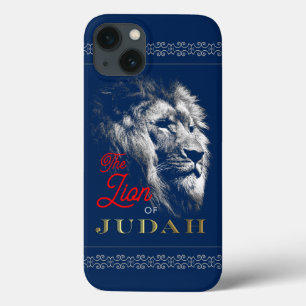 De leeuw van de Judah Navy Blue Red Gold Christeli Case-Mate iPhone Case