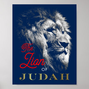 De leeuw van de Judah Navy Blue Red Gold Christeli Poster