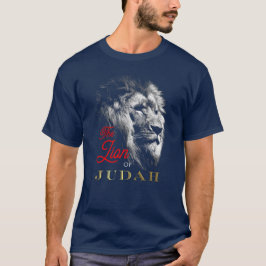 De leeuw van de Judah Navy Blue Red Gold Christeli T-shirt