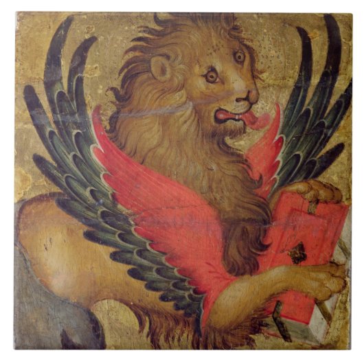 De leeuw van het St. Mark (olie op het paneel) Tegeltje (Voorkant)