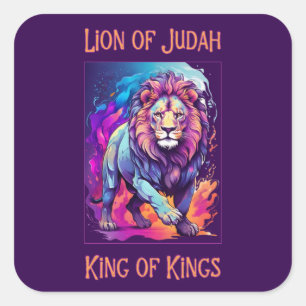 De Leeuw van Juda Jezus Geloof Christelijke Kunst Vierkante Sticker