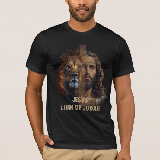 De Leeuw van Juda & Kruis van Jezus Zwart T-shirt (Voorkant)
