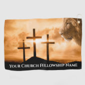 De Leeuw van Juda kruist drie kerkelijke voorgange Golfhanddoek (Horizontaal)