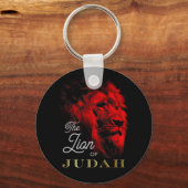 De leeuw van Judah Black Red Gold Christelijk Sleutelhanger (Voorkant)