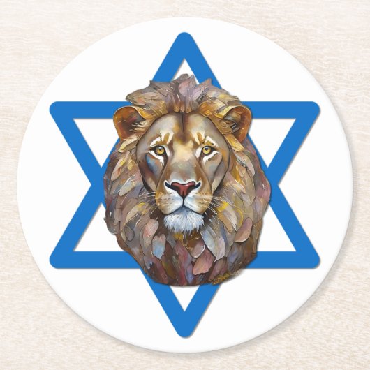 De leeuw van Judah Ronde Kartonnen Onderzetter (Voorkant)