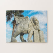 De leeuw van Larnaca wingde leeuwenstandbeeld. Legpuzzel (Horizontaal)