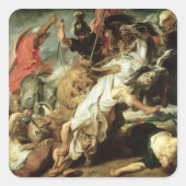 De Leeuwenjacht, 1621 Vierkante Sticker (Voorkant)