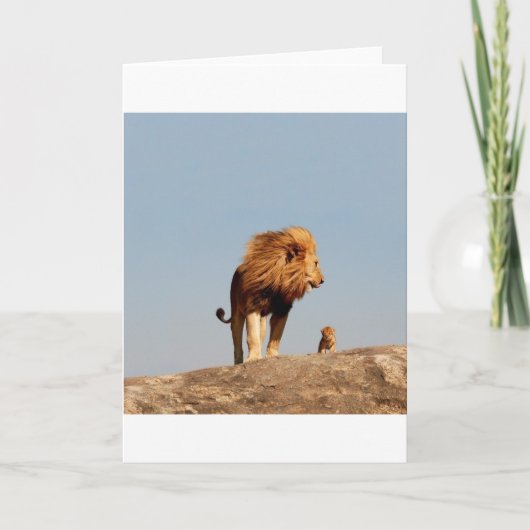 De Leeuwenkoning (volwassen leeuw en welp) Kaart (Voorkant)