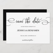 De legante Kalligrafie van het Manuscript Wedding Save The Date (Voorkant / Achterkant)
