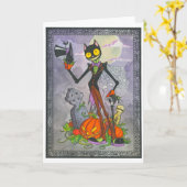 De Lege Kaart van Halloween "van de Kat" (Gele Bloem)