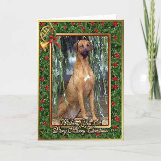 De Lege Kerstkaart van de Hond van Ridgeback van Feestdagen Kaart (Voorkant)