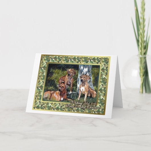 De Lege Kerstkaart van de Hond van Ridgeback van Feestdagen Kaart (Voorkant)
