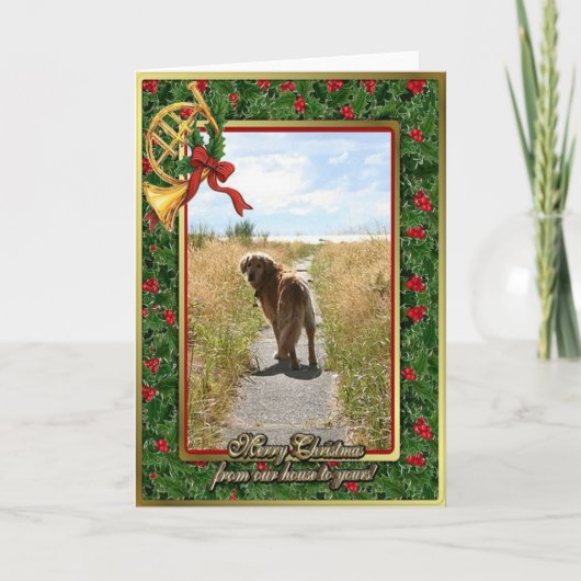 De Lege Kerstkaart van het golden retriever Feestdagen Kaart (Voorkant)