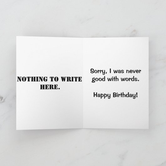 De lege Ruimte Grappige Kaart van de Verjaardag (Binnen)