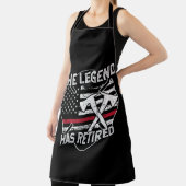 De legende heeft de brandweerwacht in dienst genom schort (Insitu)