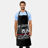 De legende heeft de brandweerwacht in dienst genom schort (Gedragen)