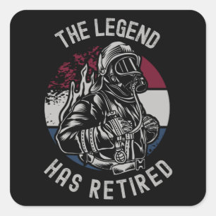 De legende heeft de brandweerwacht in dienst genom vierkante sticker