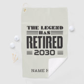 De legende heeft de persoonlijke pensionering inge golfhanddoek (Insitu)