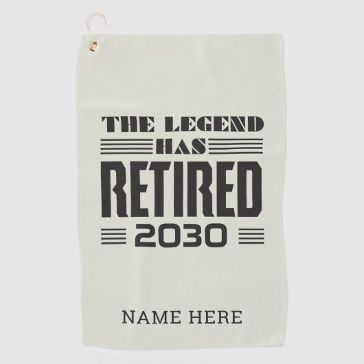 De legende heeft de persoonlijke pensionering inge golfhanddoek (Voorkant)