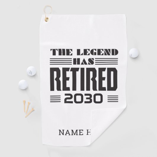 De legende heeft de persoonlijke pensionering inge golfhanddoek (Insitu)