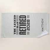 De legende heeft de persoonlijke pensionering inge strandlaken (Voorkant)